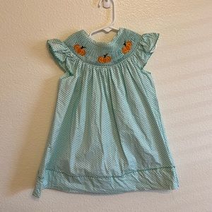 Toddler Girl Smocked Dress with Pumpkins
